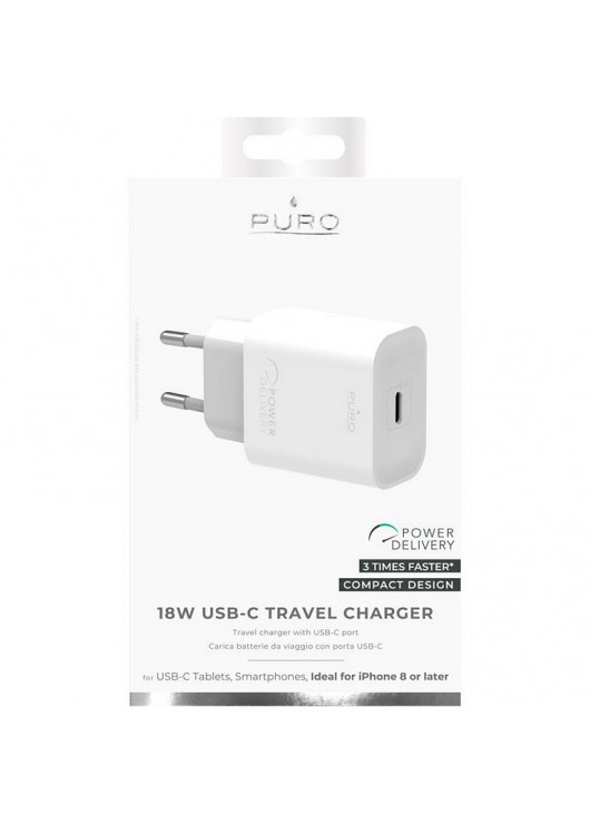 Ładowarka Sieciowa 18W 18W USB-C Puro Biały