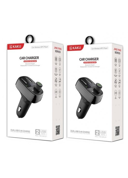 Transmiter FM + Ładowarka samochodowa 3.4A 2xUSB Bluetooth MP3 KAKU Czarny