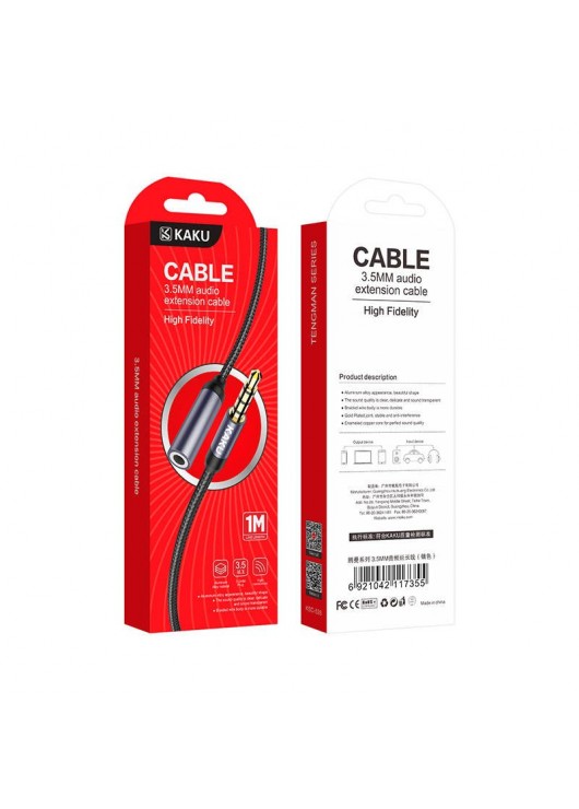 KABEL JACK 35 MM 100 CM AUX KAKU 526 ODCIENIE CZARNEGO