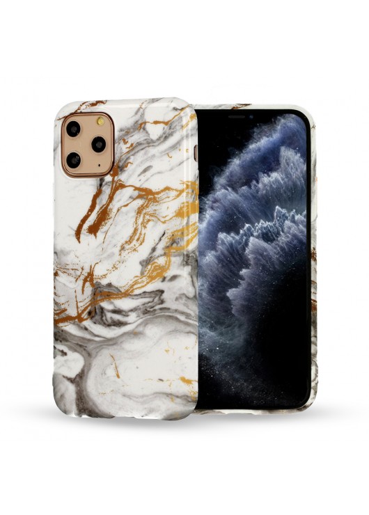 Marble Silikon Wzór 2 Huawei P40 Lite Czarny/Złoty