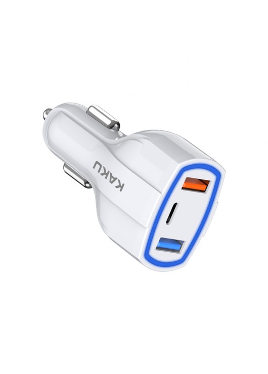 Ładowarka Samochodowa 2xUSB 20W USB Typ C KAKU Biały