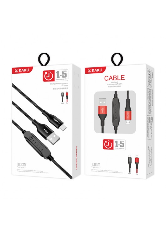 Kabel USB Micro USB 1M z wyłącznikiem czasowym KSC-282 Micro USB KAKU Czarny