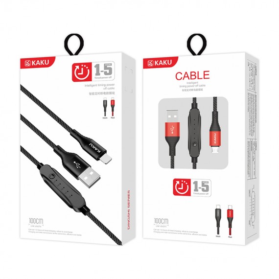 Kabel USB Micro USB 1M z wyłącznikiem czasowym KSC-282 Micro USB KAKU Czerwony