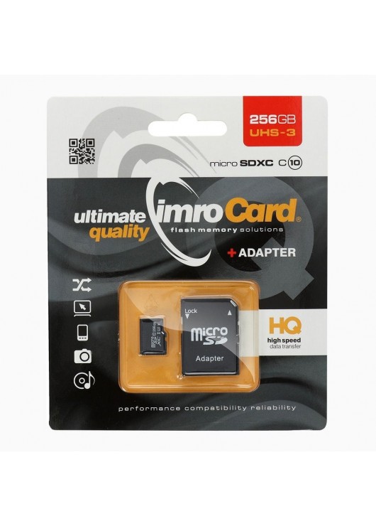 Karta Pamięci IMRO microSD 256GB CLASS 10 UHS 3 100MB/s z adapterem SD Imro Card Czarny