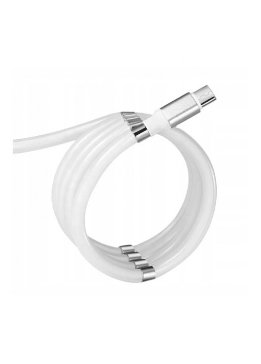 Kabel USB Magnetyczny Samozwijający iPhone wszystkie modele od 5 do X Biały