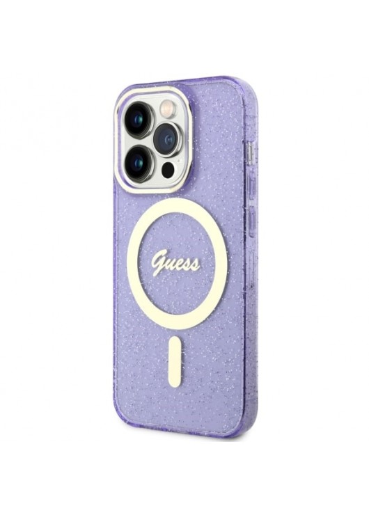 Guess Glitter Gold MagSafe - Etui GUHMP14XHCMCGU Apple Iphone 14 PRO MAX Guess Fioletowy