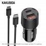 Ładowarka Samochodowa KSC-678 USB typ C PD + USB QC3.0 + Kabel USB-C - Apple Lightning 1m KAKU Czarny