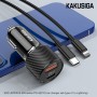 Ładowarka Samochodowa KSC-678 USB typ C PD + USB QC3.0 + Kabel USB-C - Apple Lightning 1m KAKU Czarny