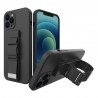 Rope case żelowe etui ze smyczą łańcuszkiem torebka smycz czarny Samsung Galaxy A71 Czarny