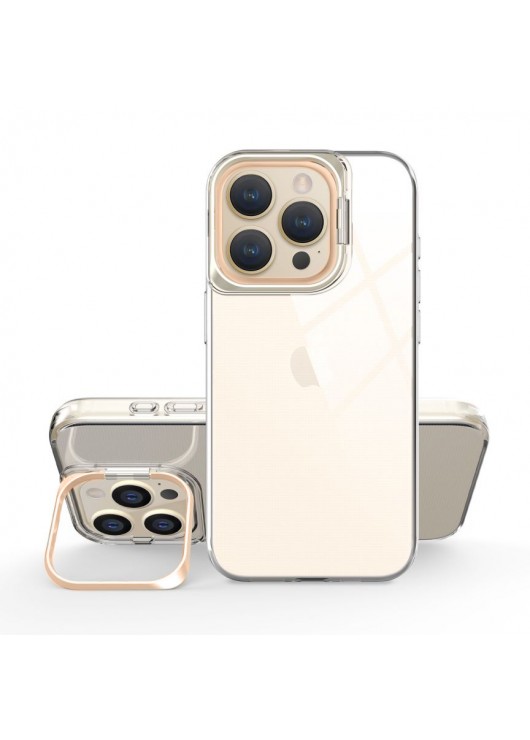 Liavec Transparent TPU Case Apple Iphone 15 Pro Max Przeźroczysty złota ramka