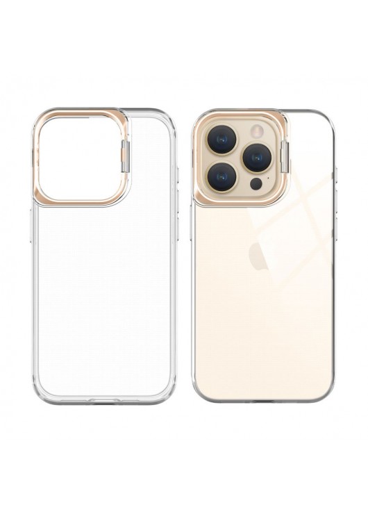 Liavec Transparent TPU Case Apple Iphone 15 Pro Max Przeźroczysty złota ramka