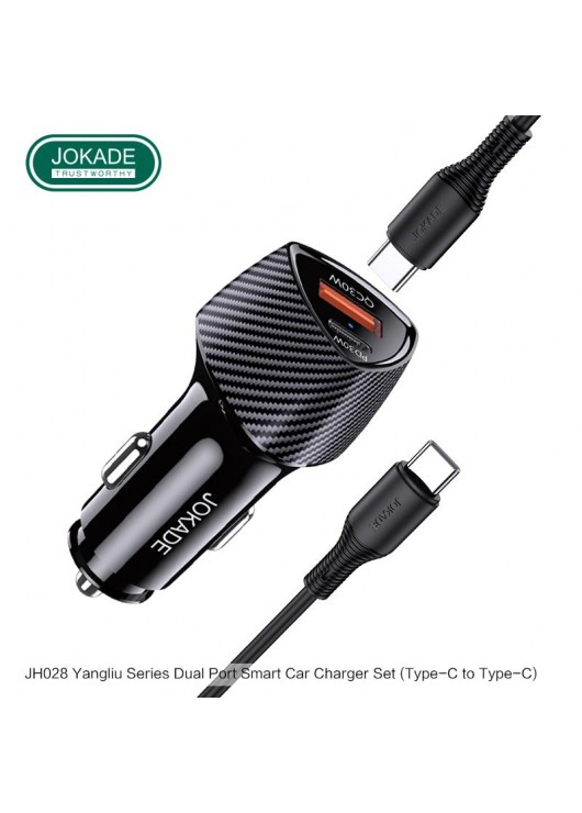 Ładowarka Samochodowa JOKADE JH028 PD60W USB typ C PD+USB QC3.0 + Kabel USB-C-C JOKADE Czarny