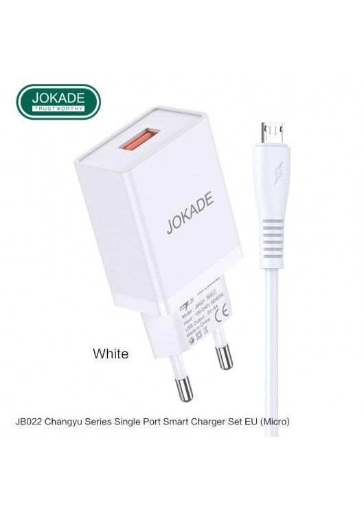 JOKADE ładowarka sieciowa JB022 3A 1xUSB + kabel Micro Biała Micro USB JOKADE Biały