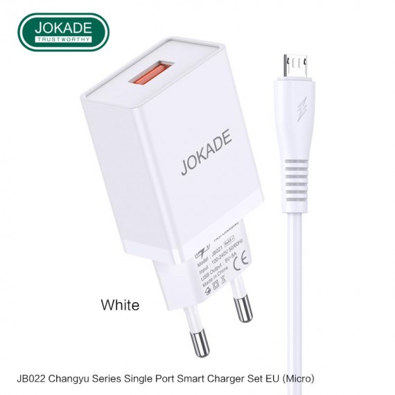 JOKADE ładowarka sieciowa JB022 3A 1xUSB + kabel Micro Biała Micro USB JOKADE Biały