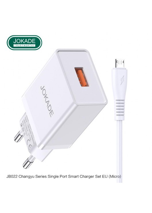 JOKADE ładowarka sieciowa JB022 3A 1xUSB + kabel Micro Biała Micro USB JOKADE Biały