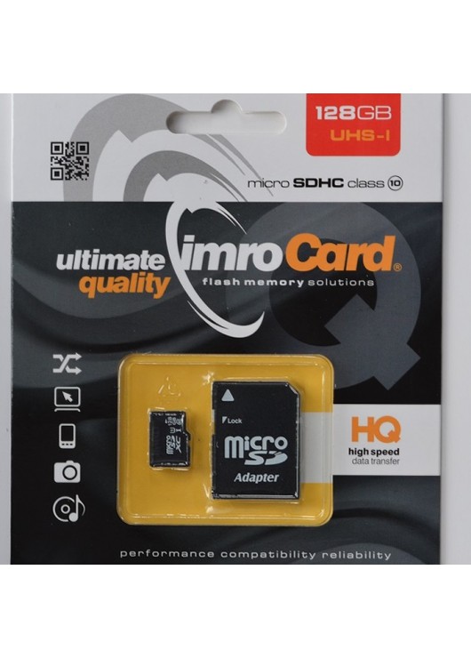 Imro karta pamięci 128GB microSDXC kl. 10 UHS-3 + adapter Imro Card Czarny