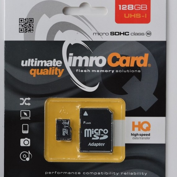 Imro karta pamięci 128GB microSDXC kl. 10 UHS-3 + adapter Imro Card Czarny