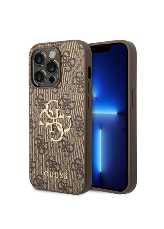 Oryginalne Etui GUESS 4G Big Metal Logo GUHCP15L4GMGBR brązowy Apple Iphone 15 Pro Guess Brązowy