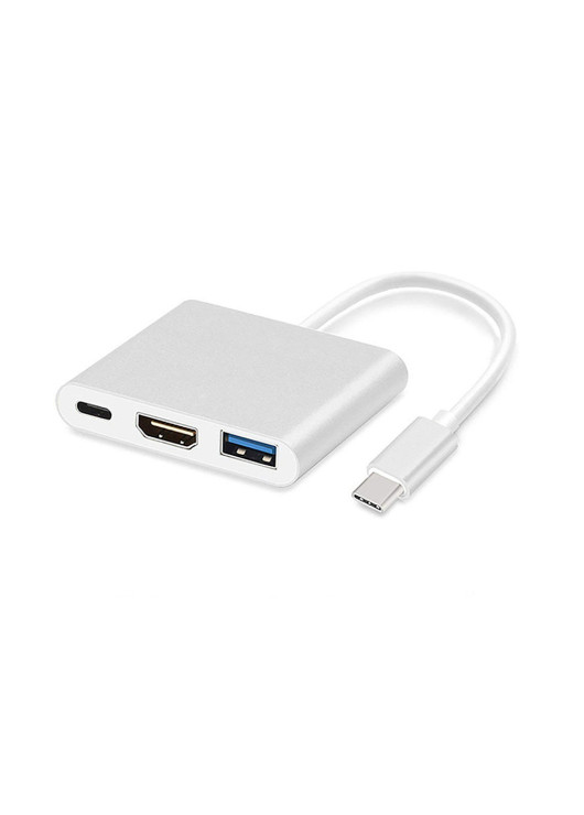 Adapter - Typ C na HDMI 4K*2K, USB, Typ C - metalowy 0,25 metra biały Inny Biały