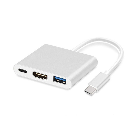 Adapter - Typ C na HDMI 4K*2K, USB, Typ C - metalowy 0,25 metra biały Inny Biały