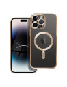 Futerał Electro Mag Cover Apple iPhone 16 pro Przeźroczysty złota ramka