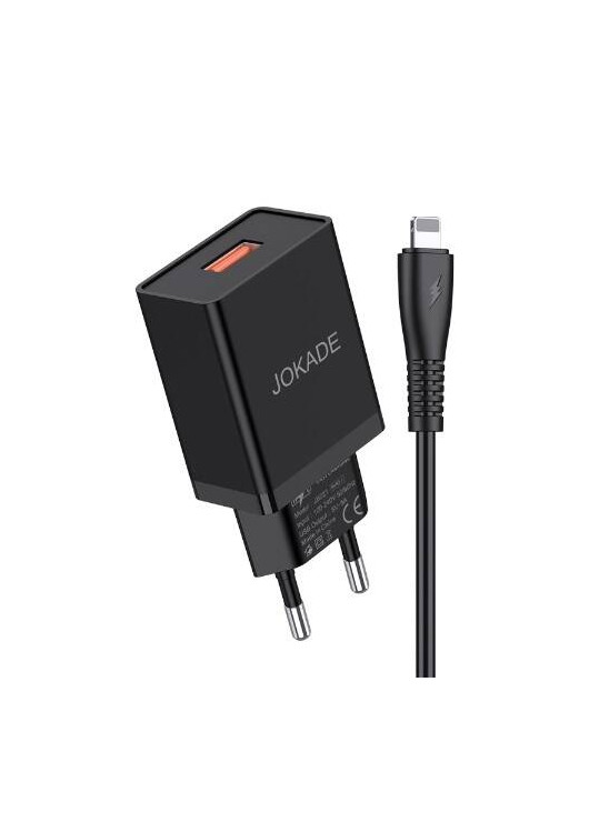 ŁADOWARKA SIECIOWA JOKADE JB022 2X USB 5A + Kabel Lighting USB 1m Czarna JOKADE Czarny