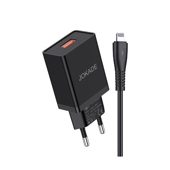 ŁADOWARKA SIECIOWA JOKADE JB022 2X USB 5A + Kabel Lighting USB 1m Czarna JOKADE Czarny