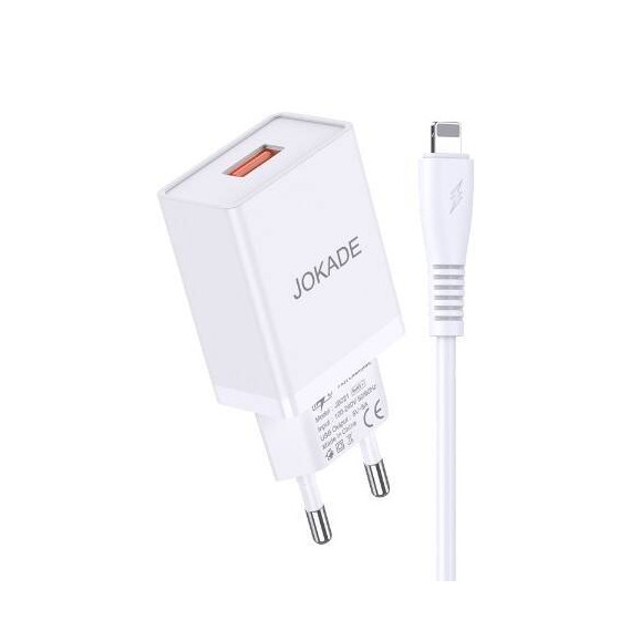 ŁADOWARKA SIECIOWA JOKADE JB022 2X USB 5A + Kabel Lighting USB 1m Biała Lightning JOKADE Biały