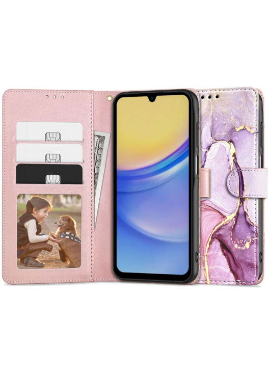 Etui Portfel MARBLE Samsung Galaxy A15 4G/ A15 5G Tech-Protect Odcienie różowego