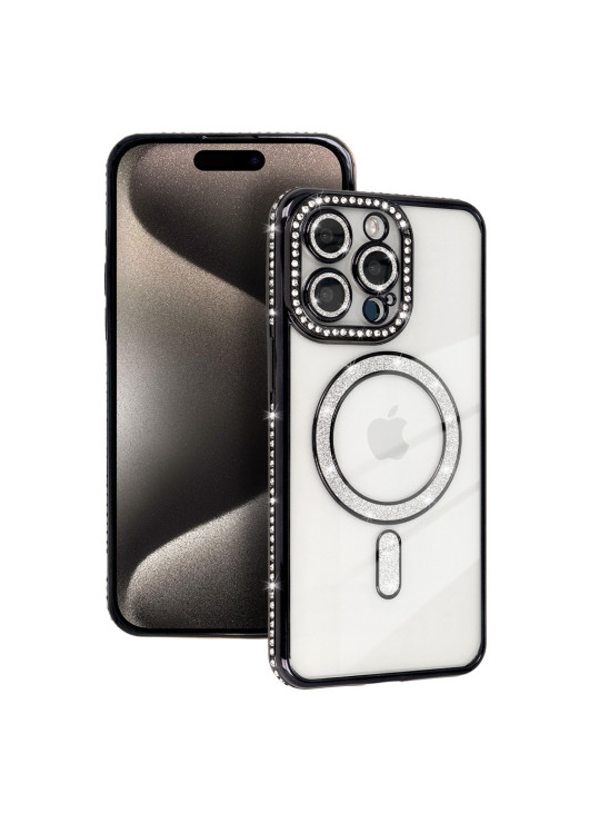 Bling Magsafe Case Apple Iphone 15 Pro Czarny