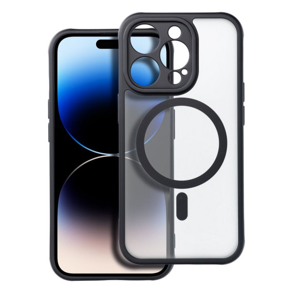 Futerał Matte Mag Cover kompatybilny z MagSafe Apple Iphone 15 Pro Max Przezroczysty z czarną ramką