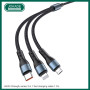 Kabel 3w1 do iPhone Lightning 8-pin + Typ C + Micro JA024 JOKADE Czarny