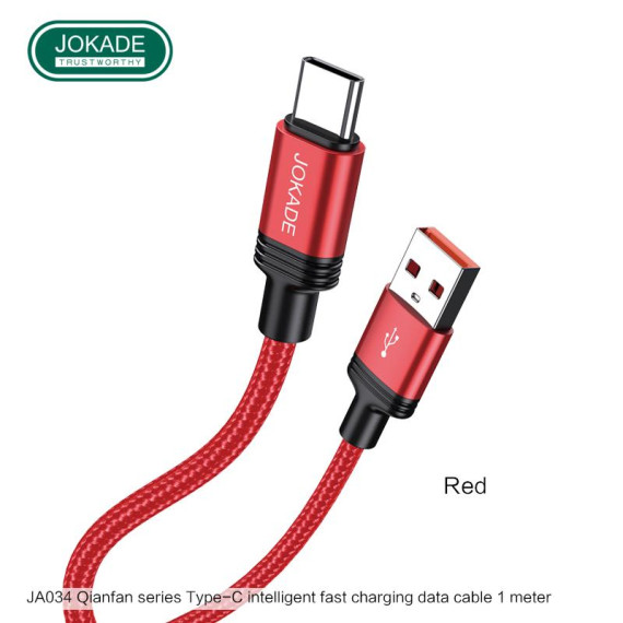 Kabel USB JOKADE JA034 TYP C CZERWONY Typ C JOKADE Czerwony