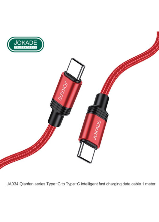 Kabel USB JOKADE JA034 C-C CZERWONY Typ C / Typ C JOKADE Czerwony