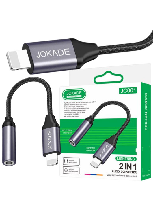 Adapter Słuchawkowy iPhone Lightning na mini jack 3,5mm JOKADE JC001 JOKADE Czarny