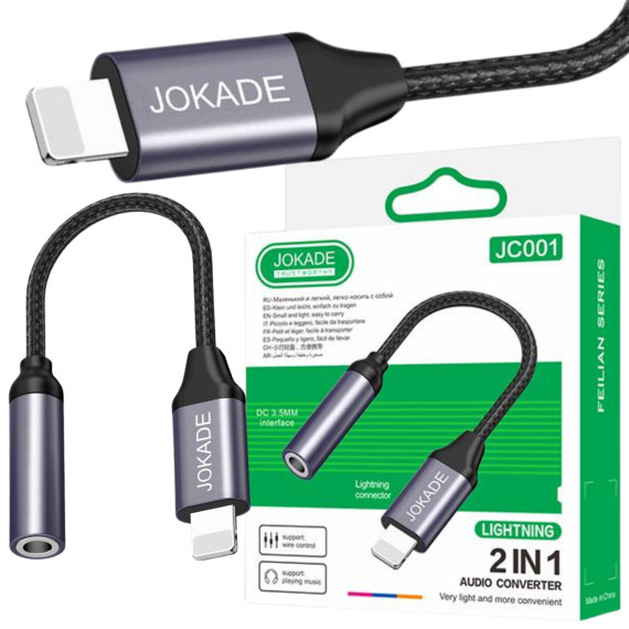 Adapter Słuchawkowy iPhone Lightning na mini jack 3,5mm JOKADE JC001 JOKADE Czarny