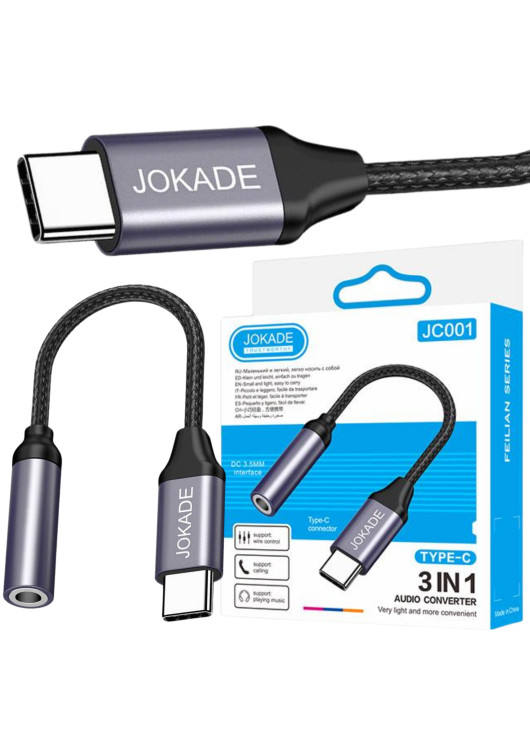 Adapter Słuchawkowy USB Typ C na mini jack 3,5mm JOKADE JC001 TYP C JOKADE Srebrny