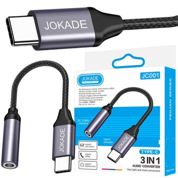 Adapter Słuchawkowy USB Typ C na mini jack 3,5mm JOKADE JC001 TYP C JOKADE Srebrny