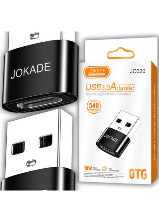 Adapter USB męski do TYP C żeński JOKADE JC020 JOKADE Czarny