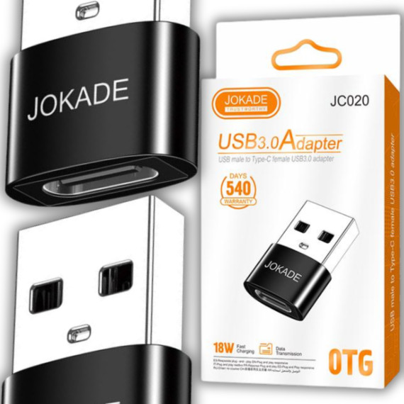 Adapter USB męski do TYP C żeński JOKADE JC020 JOKADE Czarny