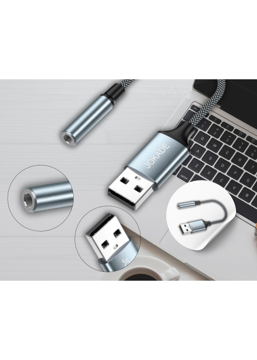 Adapter USB jack 3,5mm JOKADE JC010 JOKADE Czarny
