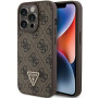 Guess nakładka GUHCP15LP4TDPW brązowa hardcase Leather 4G Triangle Strass Apple Iphone 15 Pro Guess Brązowy
