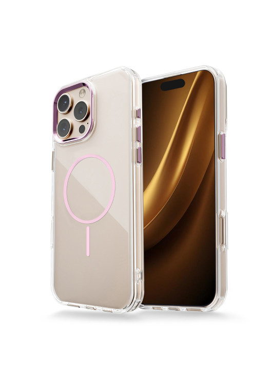 Etui Clear Thin Mag Apple iPhone 16e Przezroczysty z ramką złoty róż