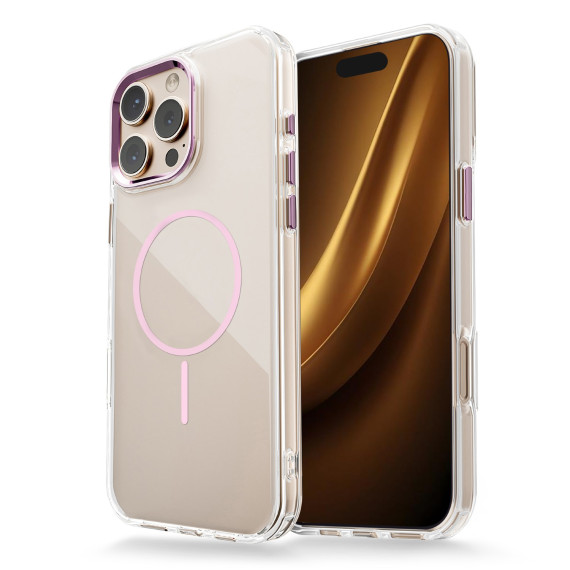 Etui Clear Thin Mag Apple iPhone 16e Przezroczysty z ramką złoty róż