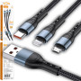 Kabel 3w1 do iPhone Lightning 8-pin + Typ C + Micro JA024 JOKADE Czarny