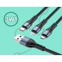 Kabel 3w1 do iPhone Lightning 8-pin + Typ C + Micro JA024 JOKADE Czarny