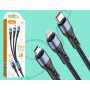Kabel 3w1 do iPhone Lightning 8-pin + Typ C + Micro JA024 JOKADE Czarny