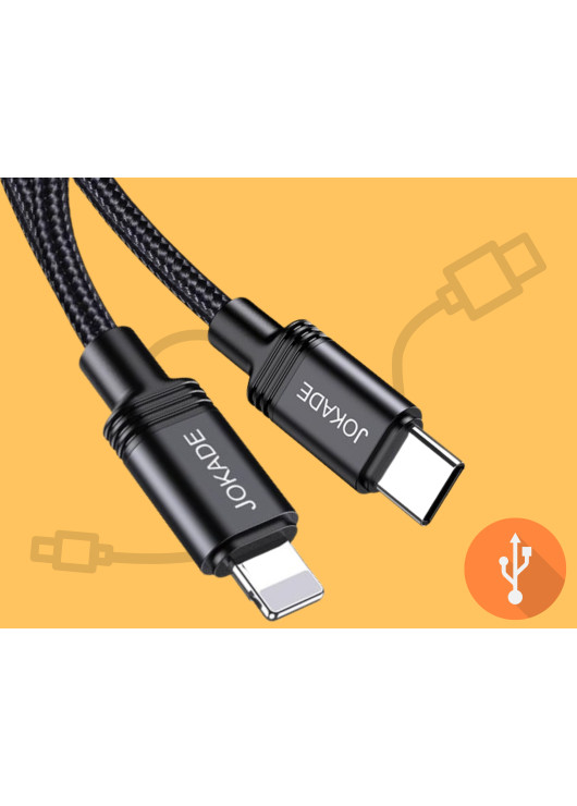 KABEL JOKADE 30W JA041 TYP-C DO LIGHTNING CZARNY Typ C / Typ C JOKADE Czarny