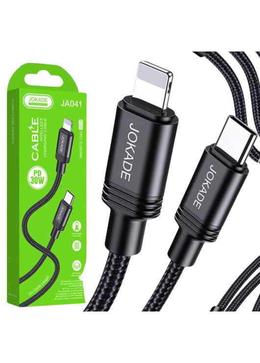 KABEL JOKADE 30W JA041 TYP-C DO LIGHTNING CZARNY Typ C / Typ C JOKADE Czarny