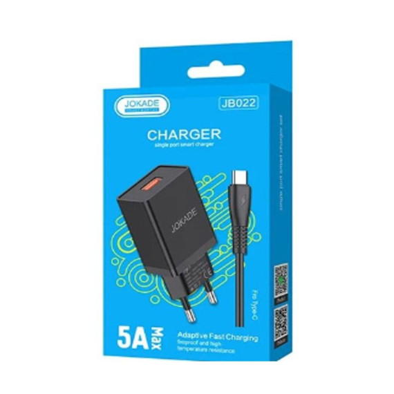 JOKADE ładowarka sieciowa JB022 3A 1xUSB + kabel Typ C Czarna Typ C JOKADE Czarny